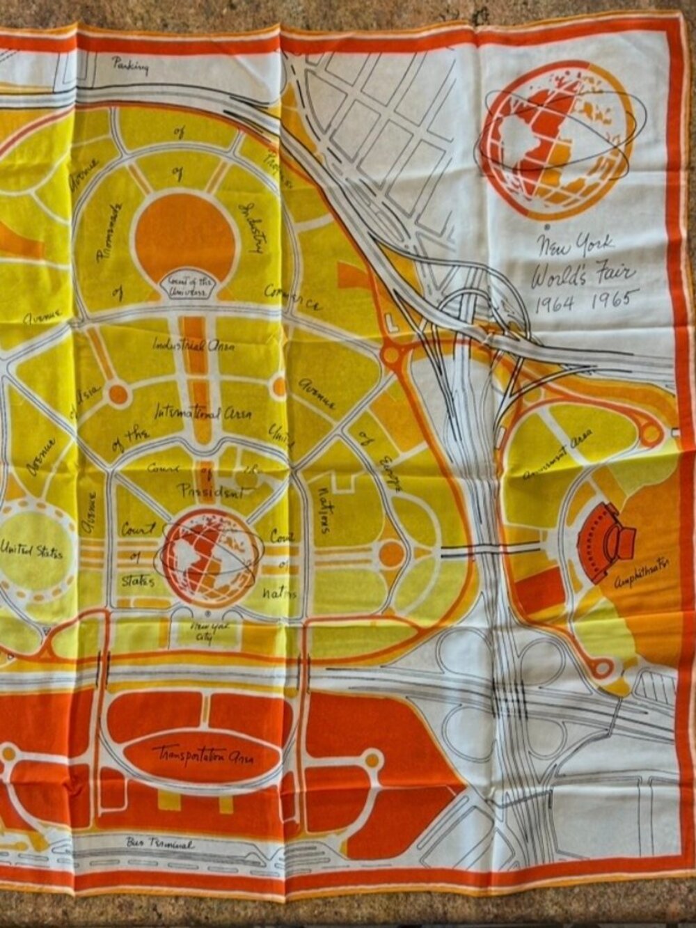 New York World's Fair 1964 1965 Unisphere presented by United States Steel Scarf
